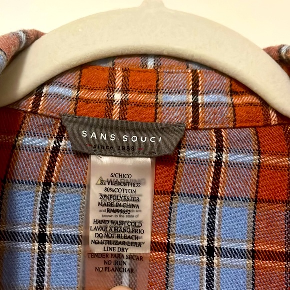 Comfy oversized orange and blue flannel - Picture 3 of 3